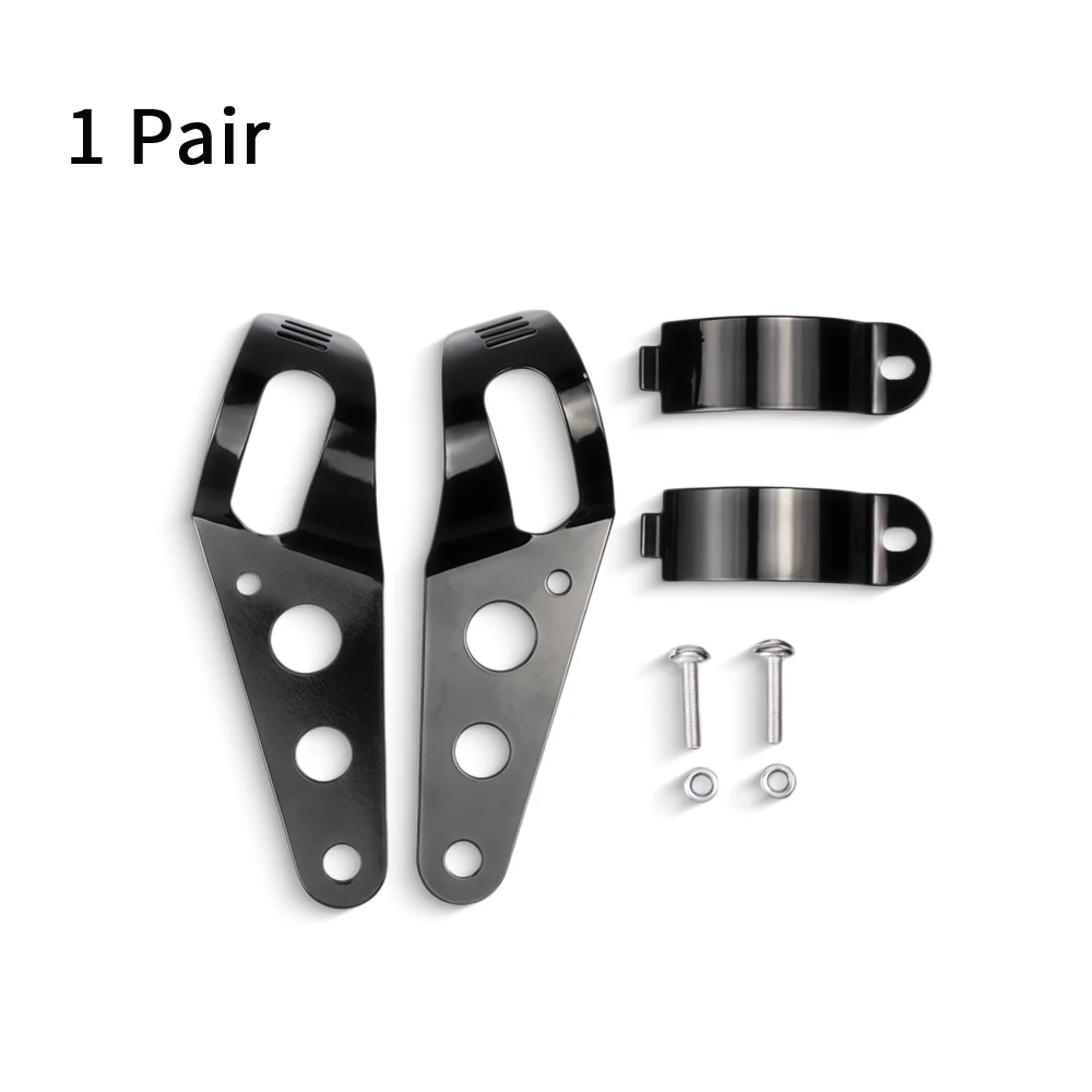 2Pcs Black Universal Motorcycle Headlight Brackets Ear Style Adjustable Fork Mount For Bobber Chopper Cafe Racer  Style