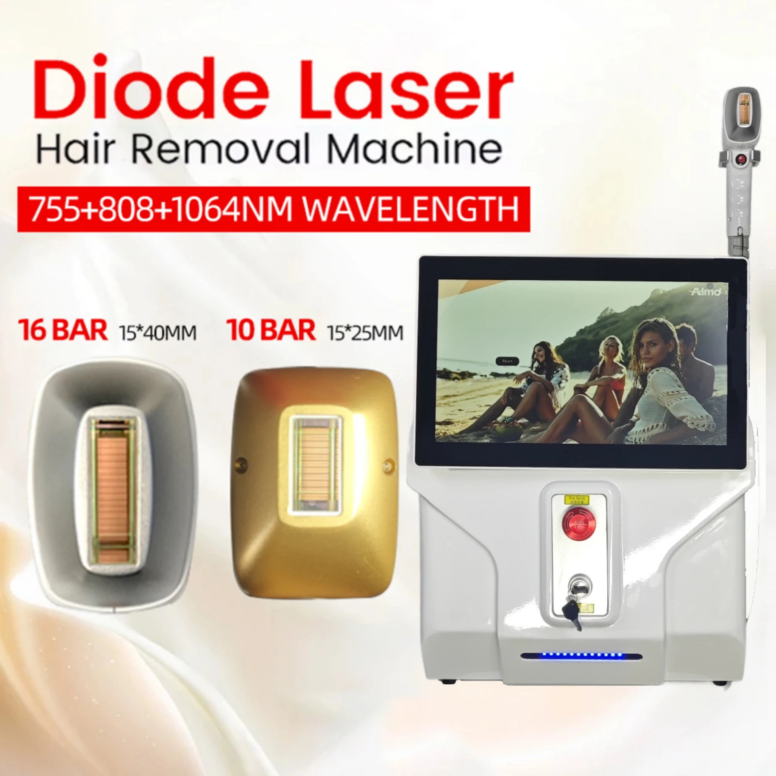 

NEWEST Permanent Hair Removal Diode Laser Epilator 3 Wavelength 755 808 1064 Diode Laser Depilator Remove Hair Machine