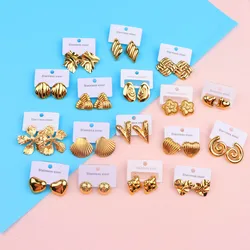 10Pairs/Lot Elegant Simple Stainless Steel Women Earrings Geometric Heart Mixed Style Jewelry Gift Giving Wedding Travel