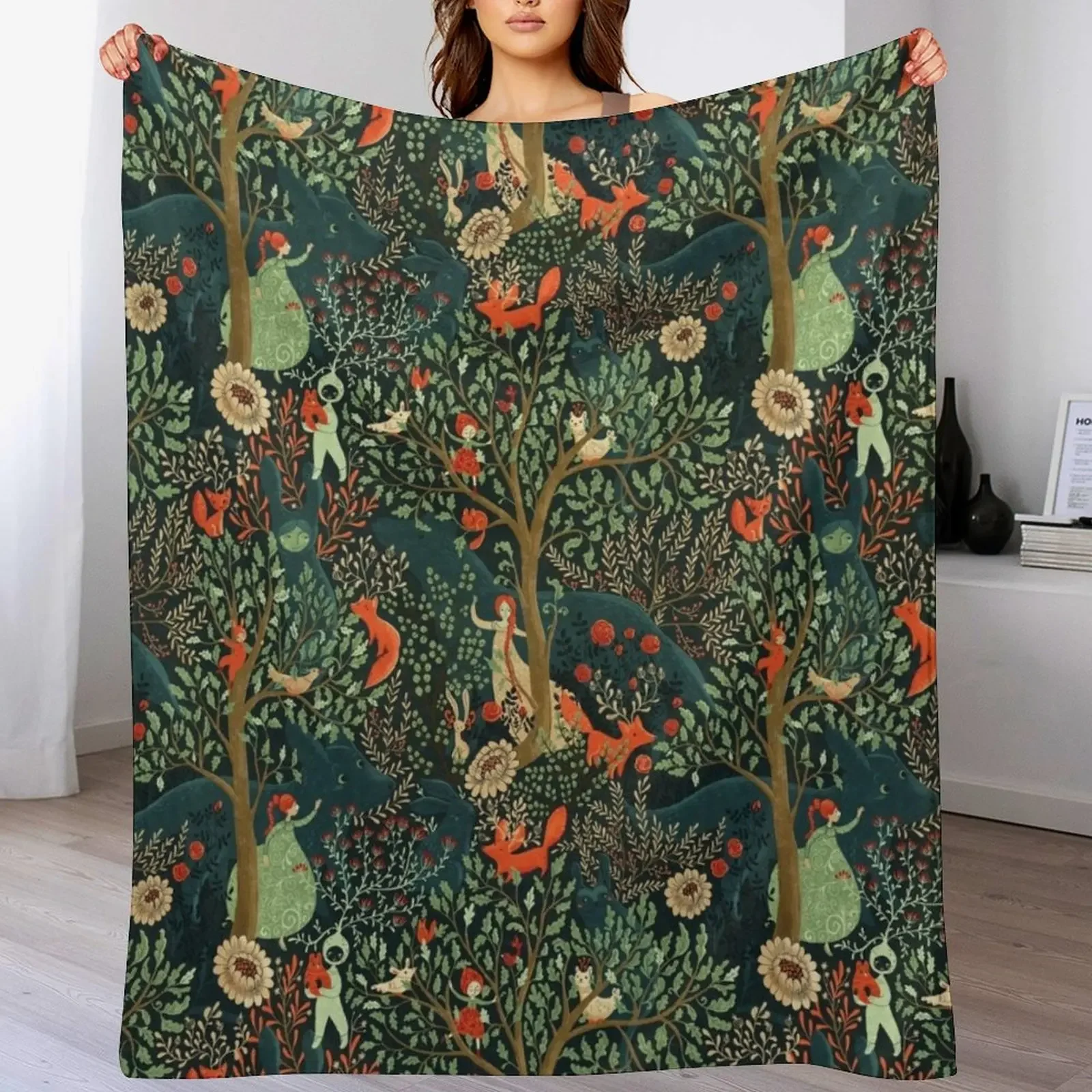 Whimsical Wonderland Throw Blanket Lightweight Warm Blanket for Travel Camping