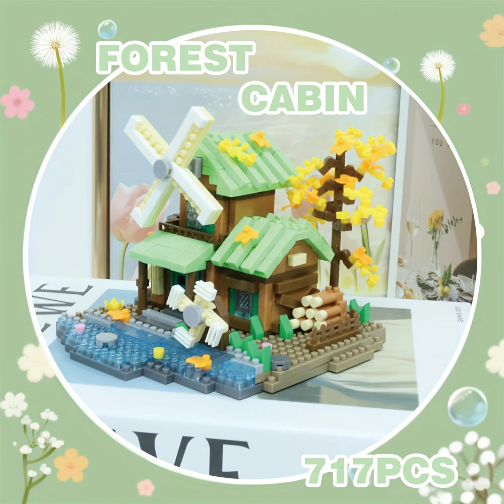 717 パーティクルフォレストハウスセット - ストレス解消ビルディングブロック、エレガントなギフトパッケージ、ミニ建築装飾ギフト