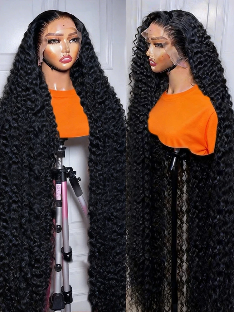 40-46 Zoll Deep Wave Lace Frontal Perücken aus Echthaar, 300% hohe Dichte, HD Lace Wig, 13x6 vorgezupfte vietnamesische Lockenperücke im Angebot, 15A