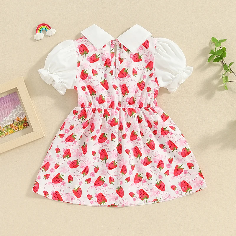 Infant Toddler Baby Girl Summer Fruits Floral Dress Cute Princess Doll Collar Short Sleeve A-line Dresses