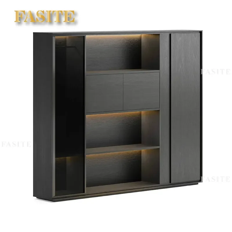 For Modern Simple Light Luxury Glass Door Bookcase Floor Standing Display Storage Rack Shelf for Living Room Study Home