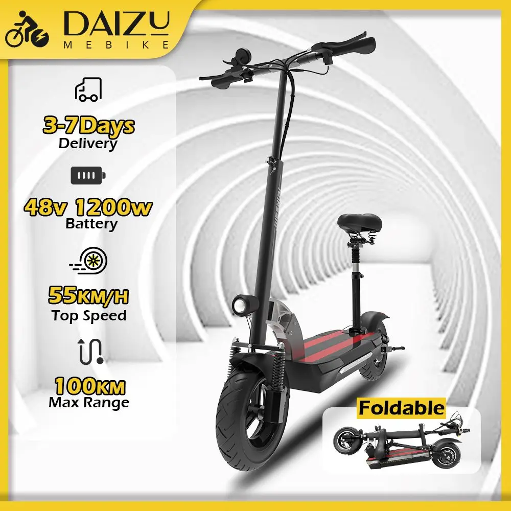 48V 1200W Single Motor Electric Scooter 55KM/H Maximum Speed Electric Scooter 10 Inch Pneumatic Tire with LCD Display for Adults