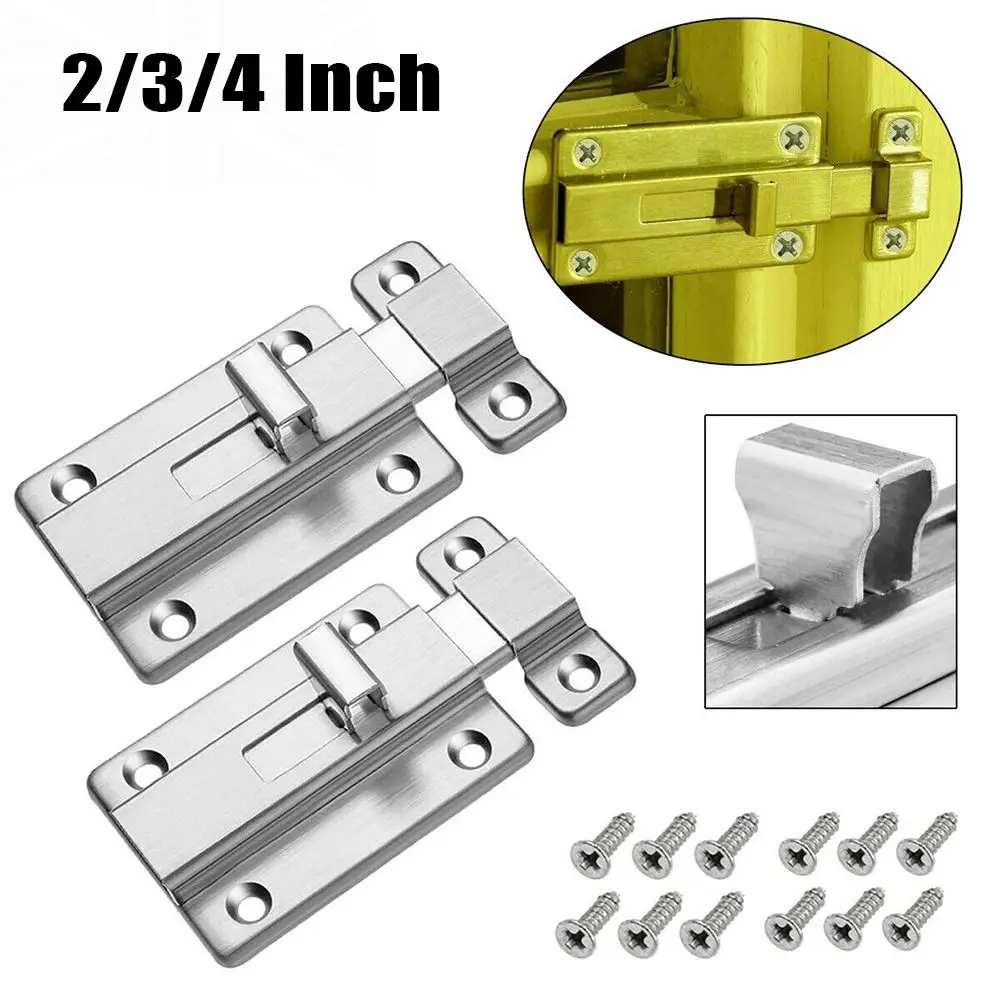 1Set 2/3/4inch Stainless Steel Door Latch Hasp Buckle Bolt Hotel Office Security Lock Wooden Gate Window Kitchen Home Anti-theft