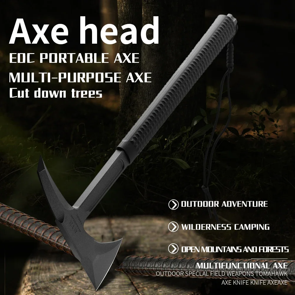 80CRV2 Steel Multi functional Battle Axe - Portable Survival Axe for Outdoor Camping, Hunting, and Emergency Situations