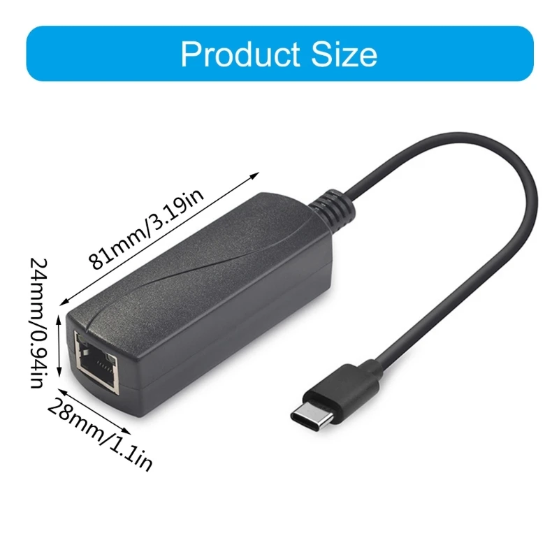 Гигабитный преобразователь PoE в USB C для смартфона, планшета, адаптер USB C в Ethernet, адаптер Gigabit Ethernet 10/100/1000