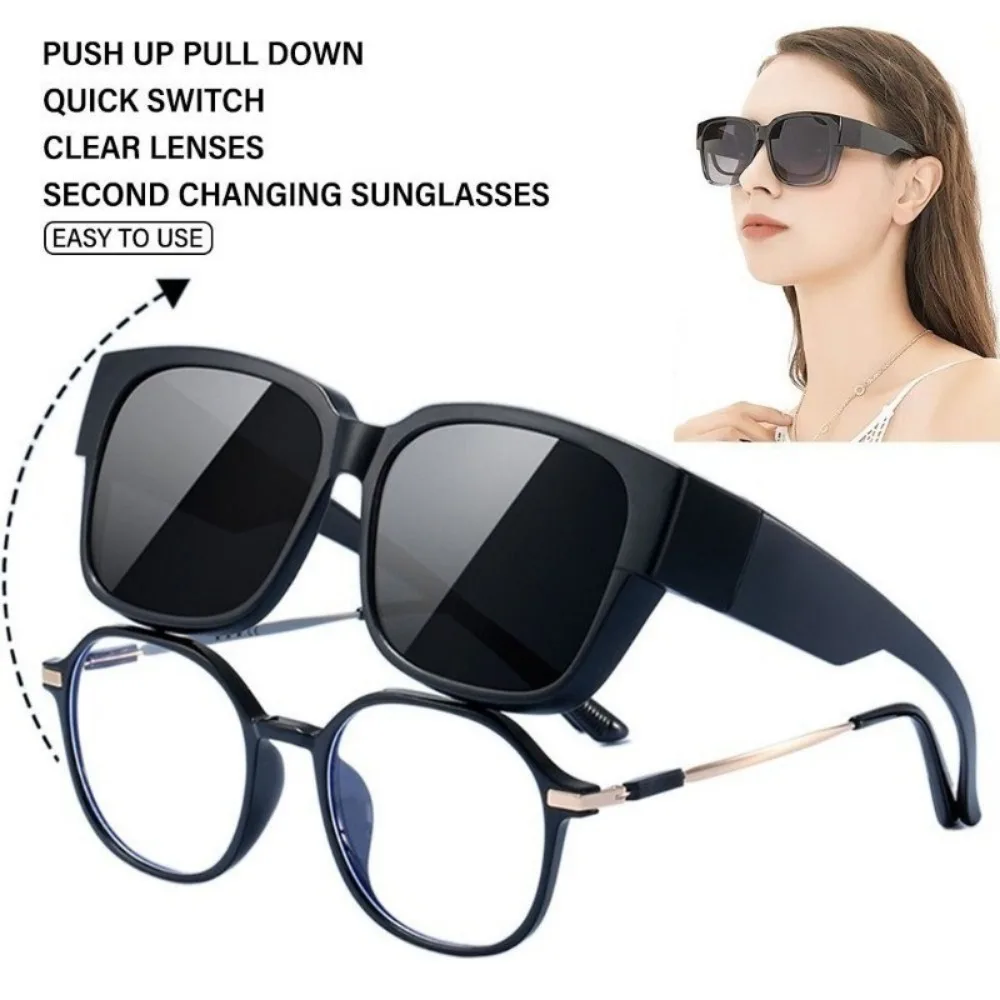 Trendy That Can Be Worn Over Other Glasses Sun Glasses for Driving Riding Wrap Around Fit Over Glasses Sunglasses Polarized Squa