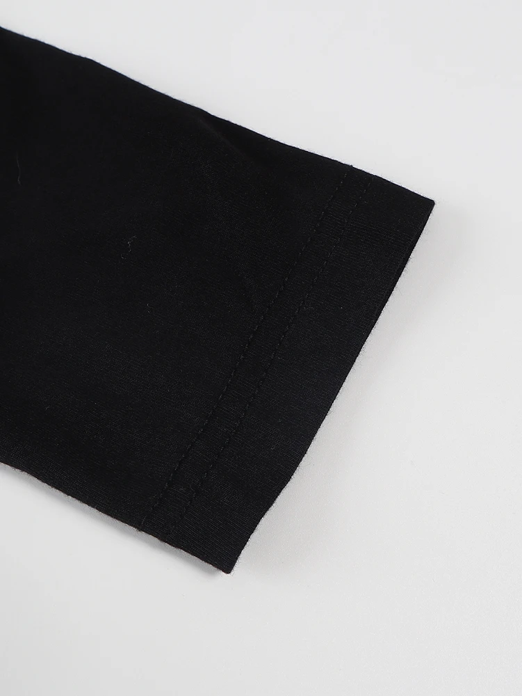 القادمون الجدد في الخريف: بذلة نسائية سوداء بأكمام طويلة ورقبة مربعة كاجوال بأكمام طويلة مريحة واسعة الساق