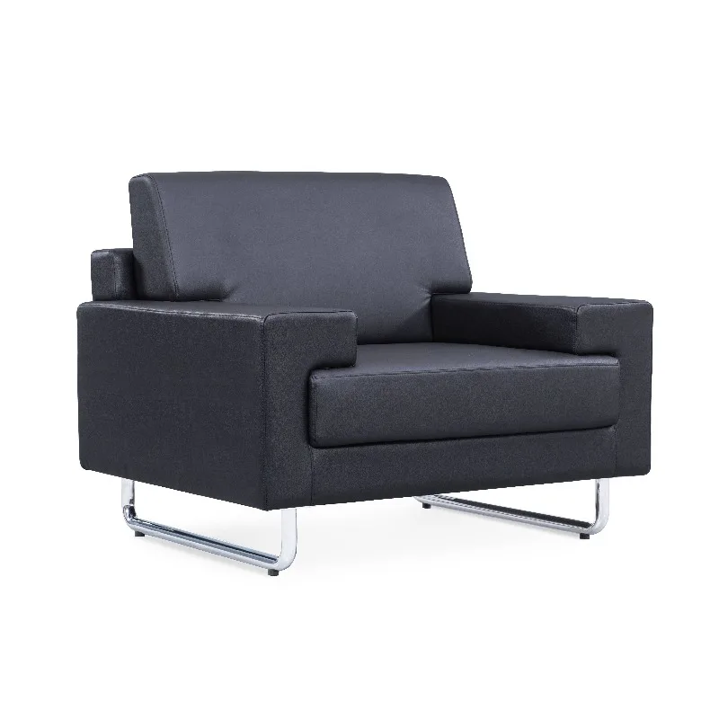 Modern office sofa, leather reception waiting room, visitor lounge sofa, artistic minimalist Chinese business style