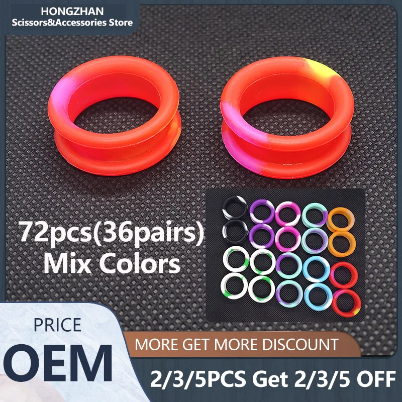 72PCS/144PCS Silicone Rings of Sicssors Accessories Quality Rings for Hair Scissor●Mix Colors Shear Handle Rings^