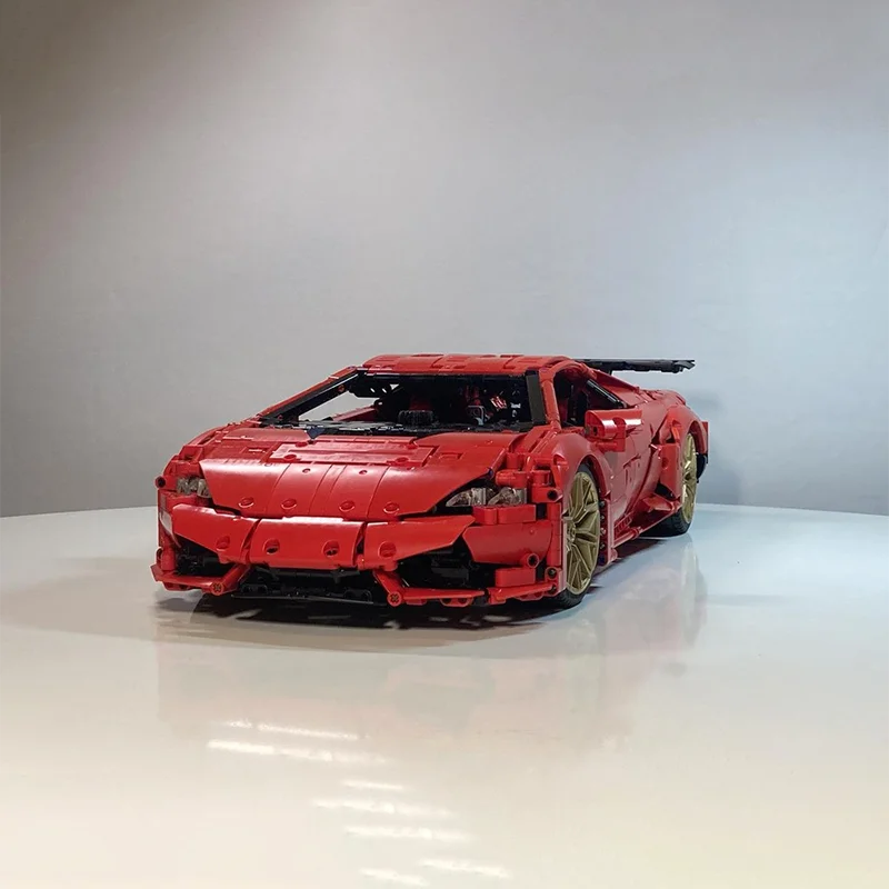 ชุดบล็อกตัวต่อ Lamborghini Huracán V2 แบบกําหนดเองพร้อมประตูเปิด เครื่องยนต์ V10 กระปุกเกียร์สองความเร็ว และระบบขับเคลื่อนแบบมอเตอร์