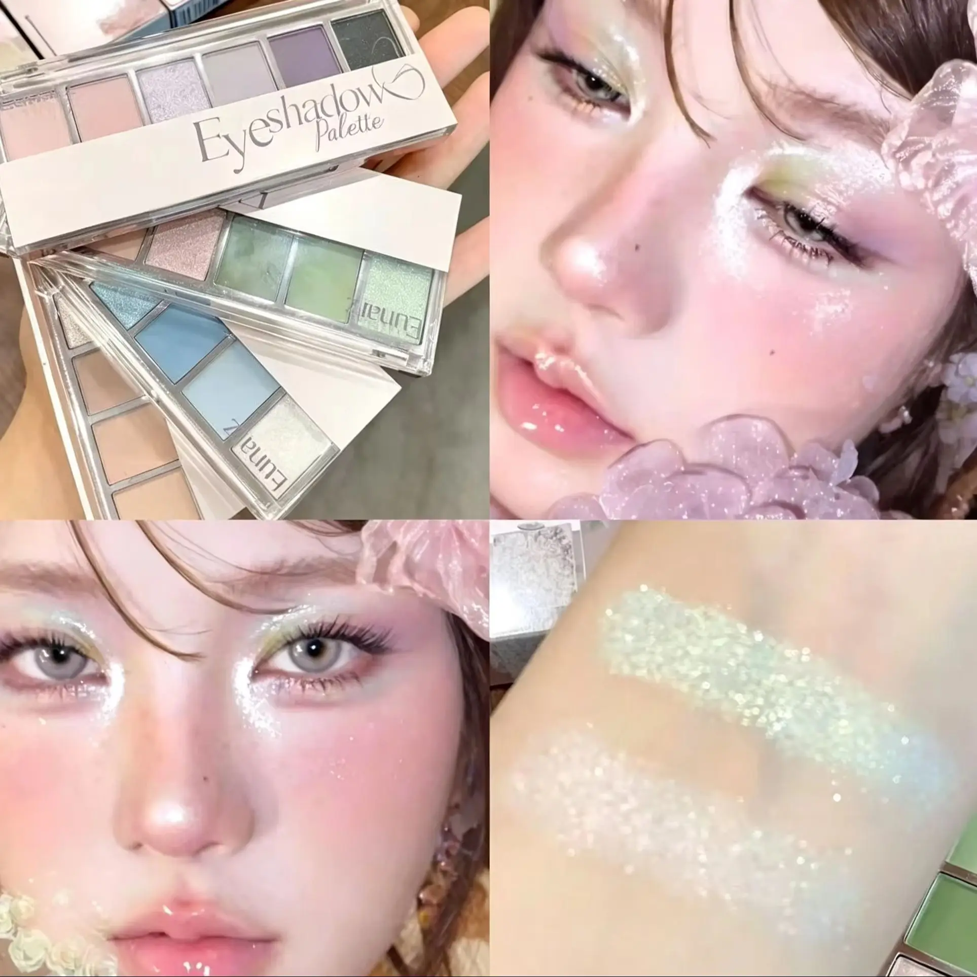 EUNARZ 6 Colors Eyeshadow Palette Macaron Candy Shades Matte Glitter Pigmented Punk Smoky Band Party Festival Lasting Eye Makeup