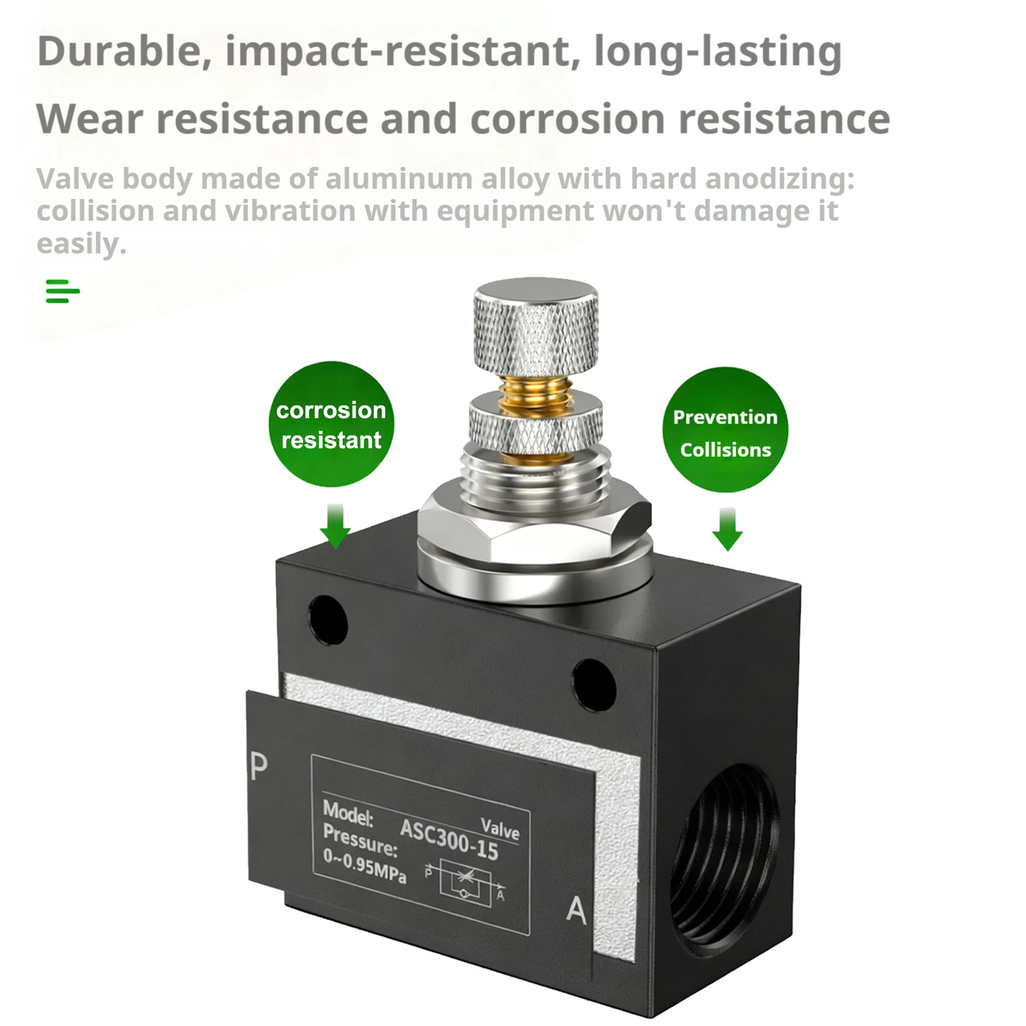 ASC100-06 Pneumatic Unidirectional Throttle Valve ASC100-06 ASC200-08 ASC300-10/15 Adjustable Flow Control Valve