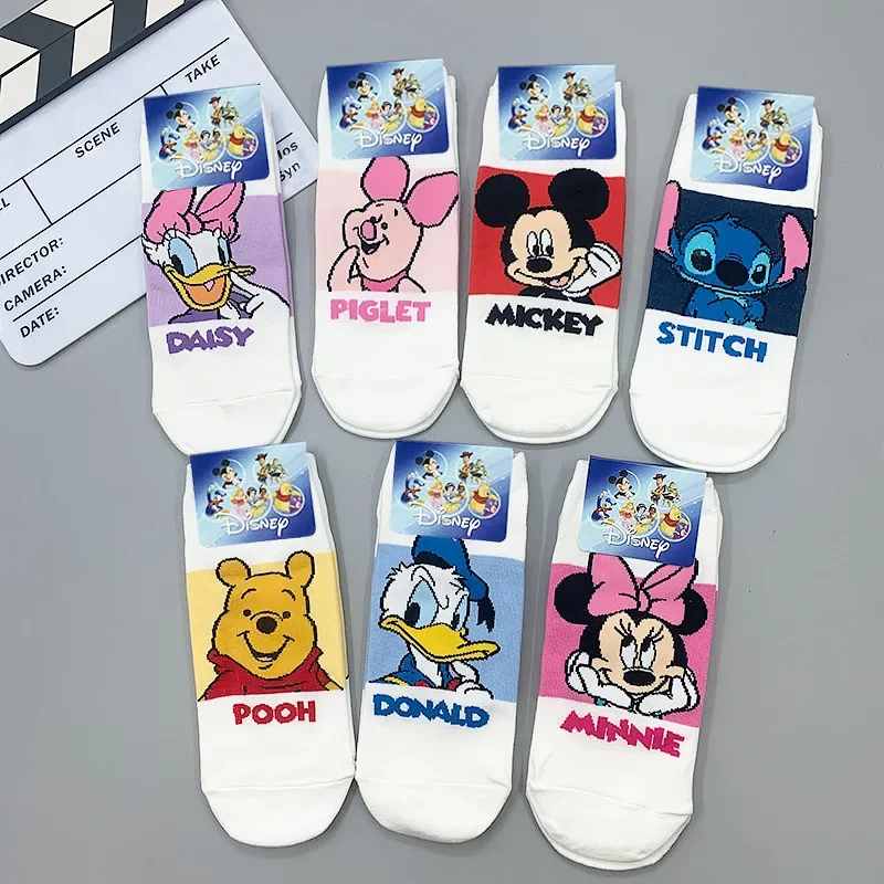 Chaussettes de dessin animé anime pour filles, chaussettes de rinçage, motif d'ours, Rick, Minnie, Donald Duck, Harvey, couple heureux et décontracté