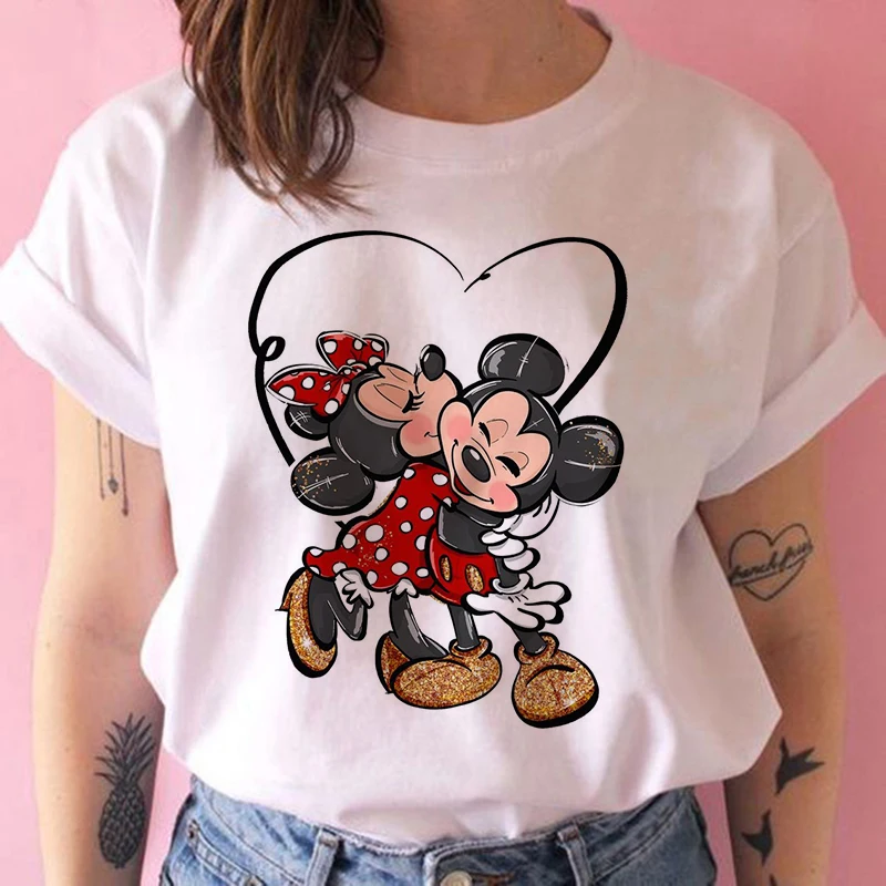 Cute T Shirts Funny Mickey Tshirt Minnie Mouse Cartoon T-shirt Women T Shirt Female Clothes Kawaii Disney