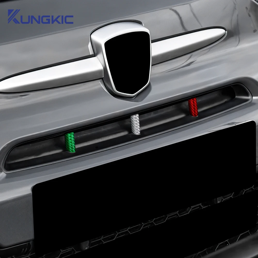 Griglia per auto in vera fibra di carbonio per Abarth 595 695 2017 2018 2019 2020-2023, accessori protettivi con bandiera italiana, LHD RHD