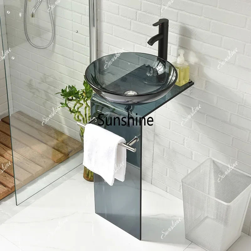 No punching balcony glass wash basin small apartment bathroom washstandT*