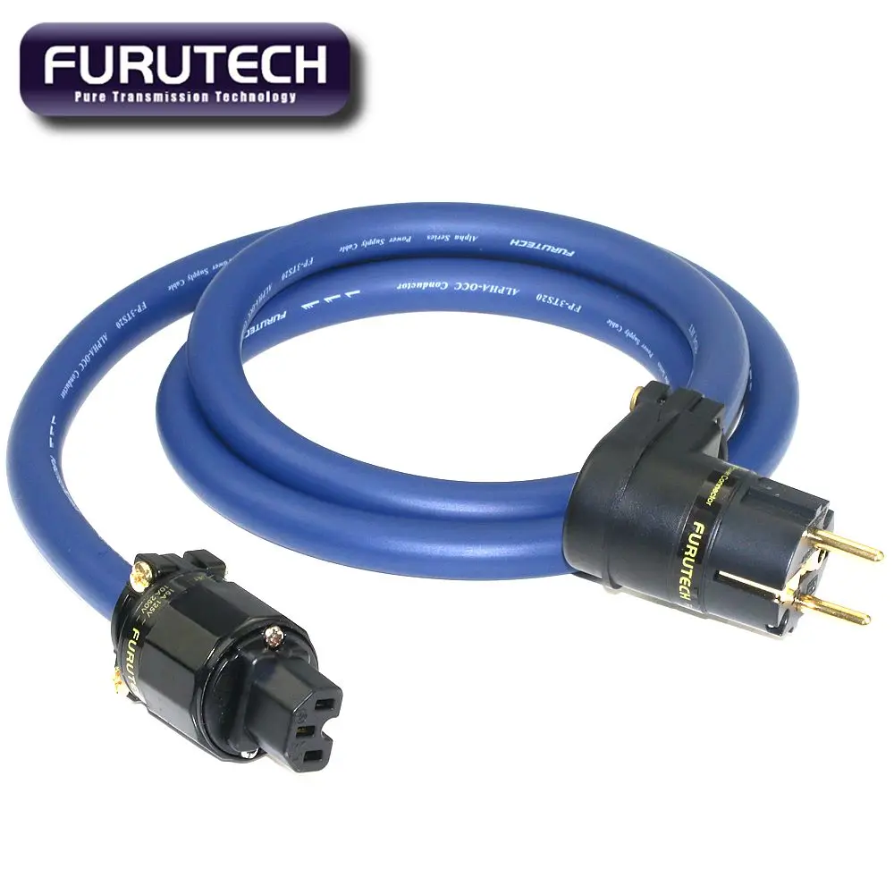 Furutech FP-3TS20 PCOCC Blue Ribbon EU Plug L-shaped Bend Power Line HiFi Amplifier Gallbladder Machine 90 ° Connection Line