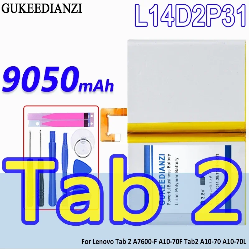 

GUKEEDIANZI аккумулятор большой емкости L14D2P31 9050 мАч для Lenovo Tab 2 A7600-F A10-70F Tab2 A10-70 A10-70L Bateria