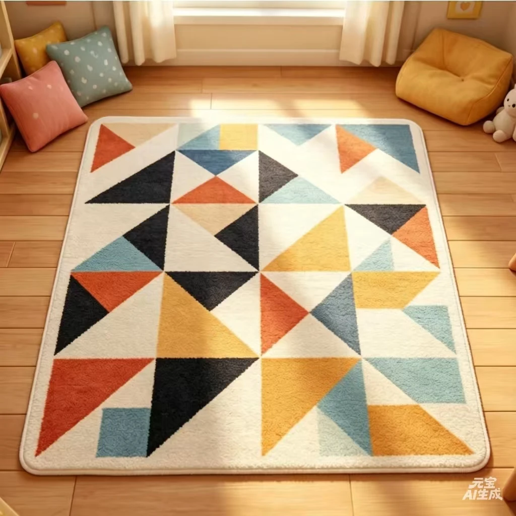 VIKAMA Digital Grid Rolling Cushion Fresh Style Living Room Bedroom Side Cushion Soft and Comfortable Flannel Carpet Home Decor