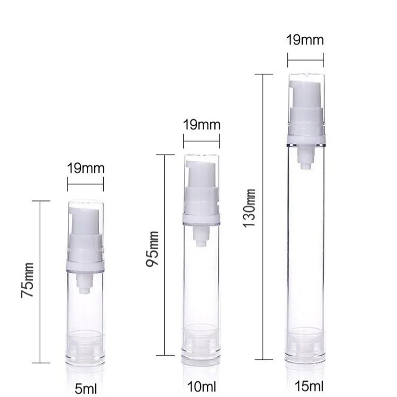 5/10/15ml Vacuum Bottle Press Liquid Foundation Lotion Eye Cream Empty Refillable Bottle Cosmetic Container Portable Makeup Tool