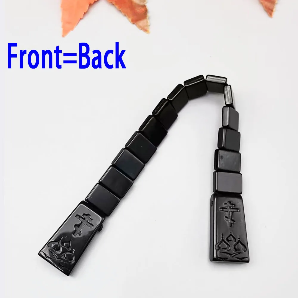 NJ96 New Rosary Matter Black Acrylic Block Indent 3D Resin Cross Church Style Fingertip Decompression Foldable Rotating Ornament
