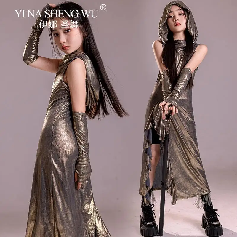 Jazzdanskostuums voor meisjes Losse hoodie Oefenkleding Kinderen Ballroom Hip Hop Dansvoorstelling Slijtage