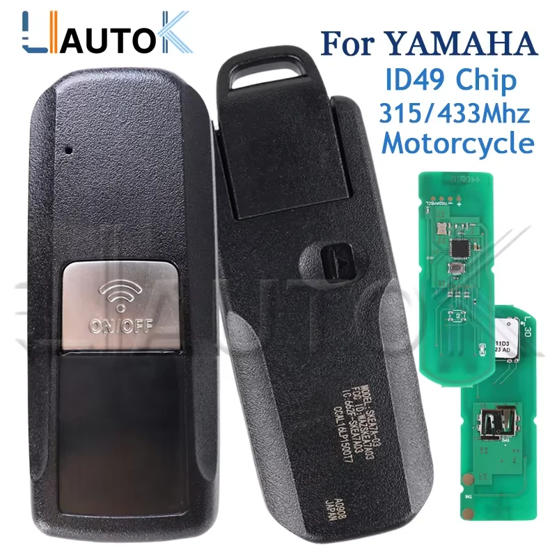 

LIAUTOK - Мотоциклетный ключ-пульт для YAMAHA T-MAX 530/560 (TMAX560 TMAX530) 2016-2021, с необработанным ключом и чипом ID49, 315/433 МГц
