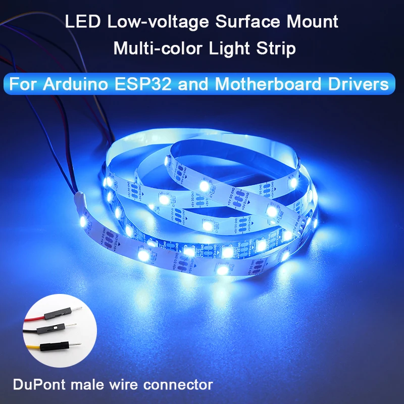 RGB Smart Programmable LED Strips for Arduino ESP32 With DuPont Male Connectors Bulit-in 2812 IC 256 Grayscale Adjustable
