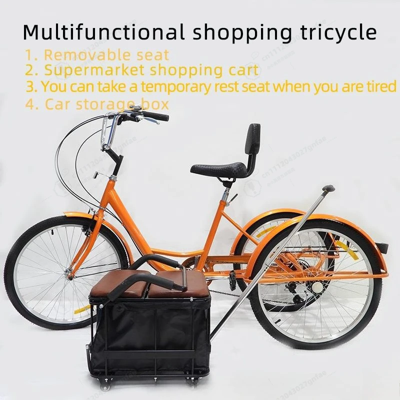 Wholesale Bulk 3 Wheel Cargo Trike Utility Pedal Bicycle with Hand Trolley Attachment Durable Steel Frame for Community Delivery - view 3