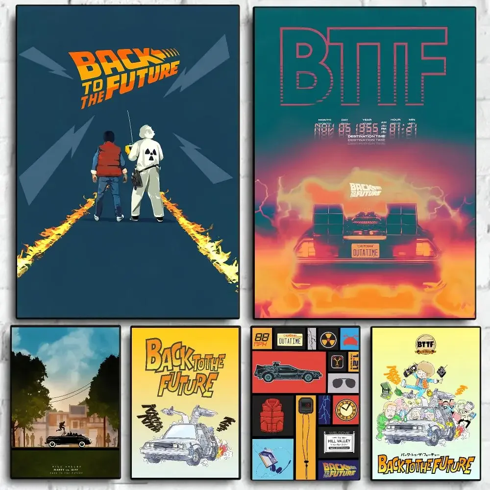Classic B-back To The Future Classic Movie Poster Self Adhesive Wall Art Decor for Bedroom Living Room Office Home Decor Gift