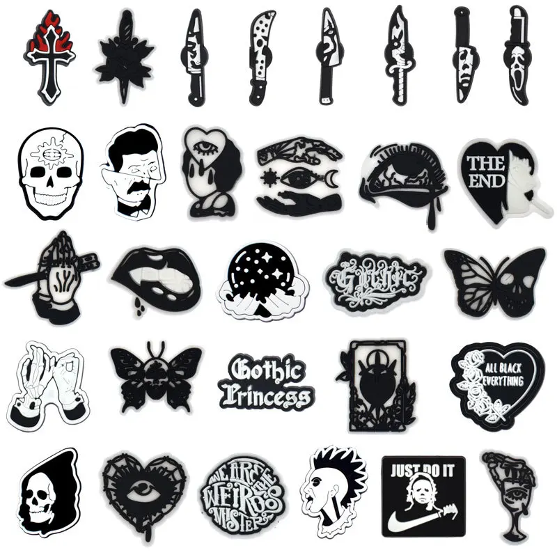 15/30pcs set Halloween Carnival Shoe Charms Spooky Party Pumpkin Ghost PVC Detachable Clips for Crocs Clogs Sandals Decoration