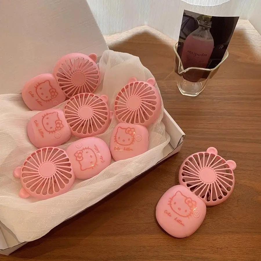 

Милый портативный USB-вентилятор Hello Kitty с мультяшным котом, мини-вентилятор для улицы и класса, ручной, стильный аксессуар, подарок