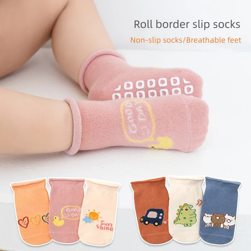 Chaussettes en coton pour nouveau-né, chaussettes pour enfants, semelle coordonnante, point, accessoires vestisens, premier dépôt pour obtenir un rabais, 3 paires