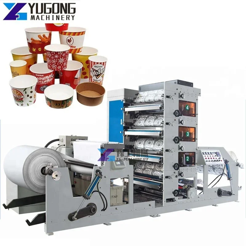 Automatic 4 Colour Plastic Bag Flexo Printing Machine Adhesive Paper Cup 6 Colors Flexo Graphical Film Label Printing Machine