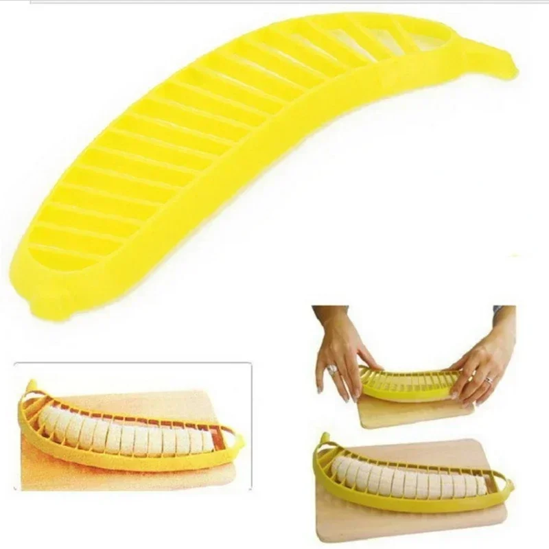 Kitchen Gadgets Plastic Banana Slicer Cutter Fruit Vegetable Tools Salad Maker Banana Chopper Kitchen Tools Cooking Cut