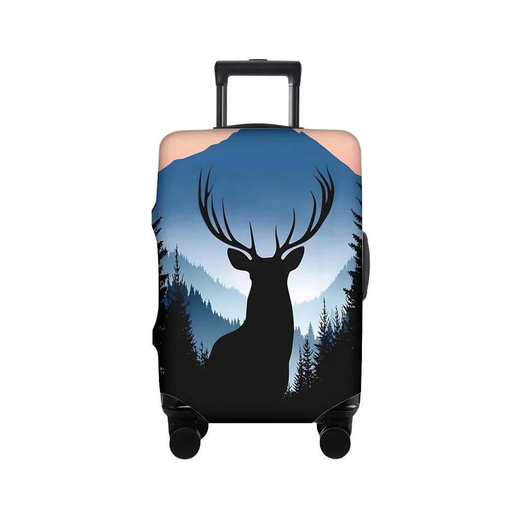 Elastic Luggage Cover Mountain Forest Deer Silhouette Print Suitcase Protector Dustproof Anti Scratch For 18 32 Inch Travel Case