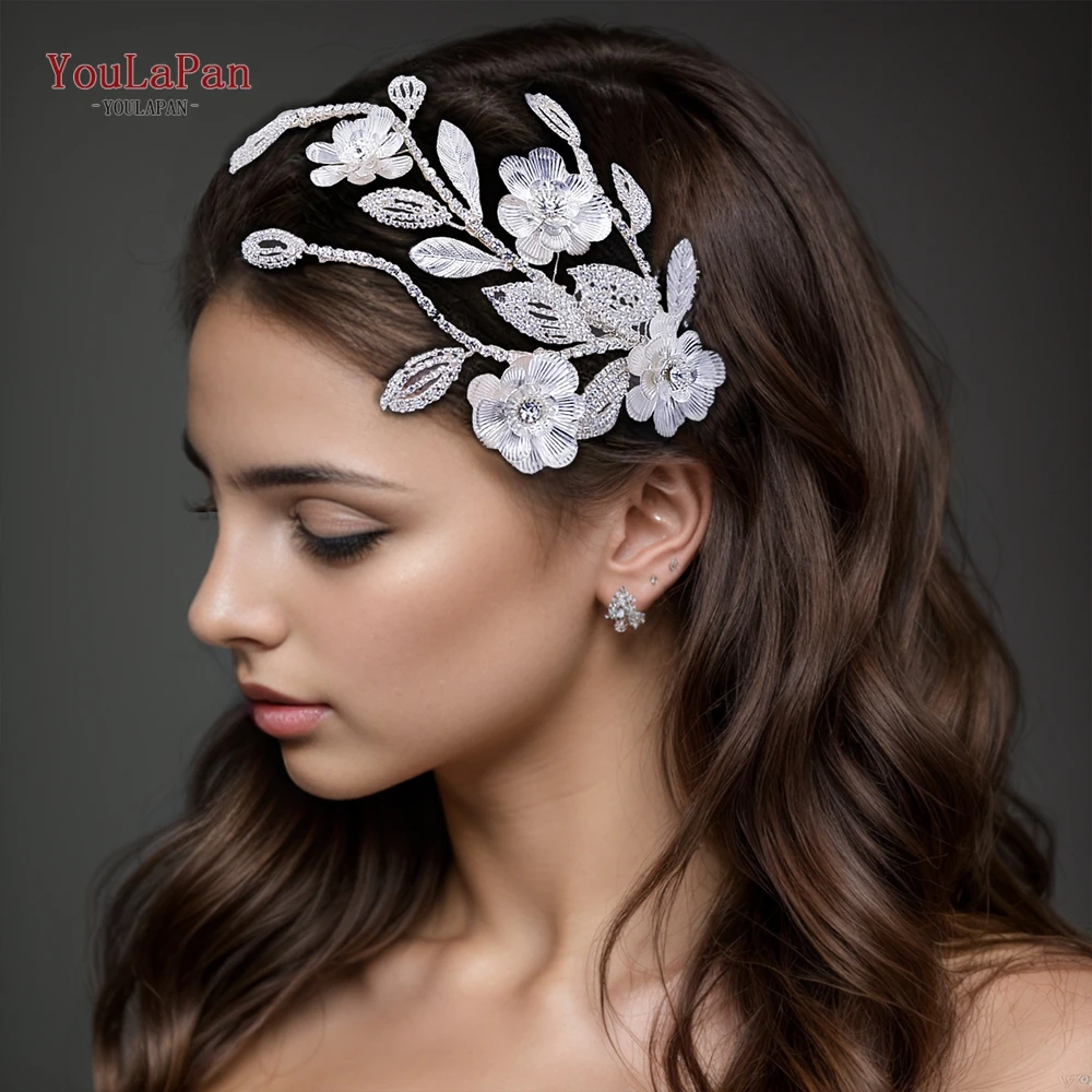 TOPQUEEN Wedding Hair Comb Bridal Woman Hair Accessories Alloy Flower Leaf Bride Headpiece with Comb Wedding Headdress HP570