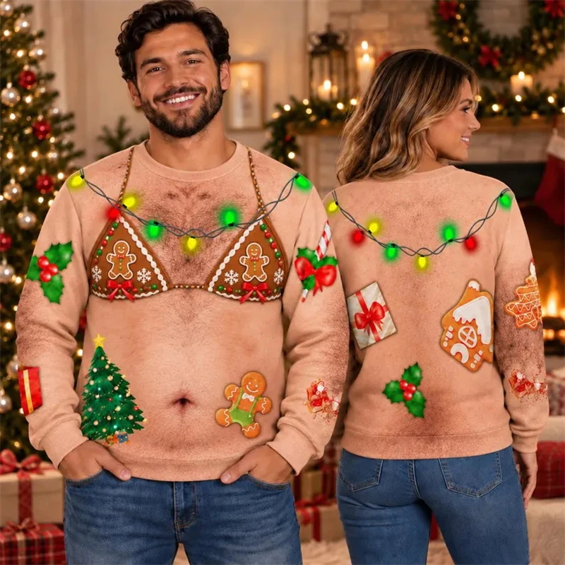 Sudadera Navideña Personalizada con Nombre y Foto para Hombre, Divertida y Fea, Nueva Sudadera de Cuello Redondo con Manga Larga para las Fiestas 2026