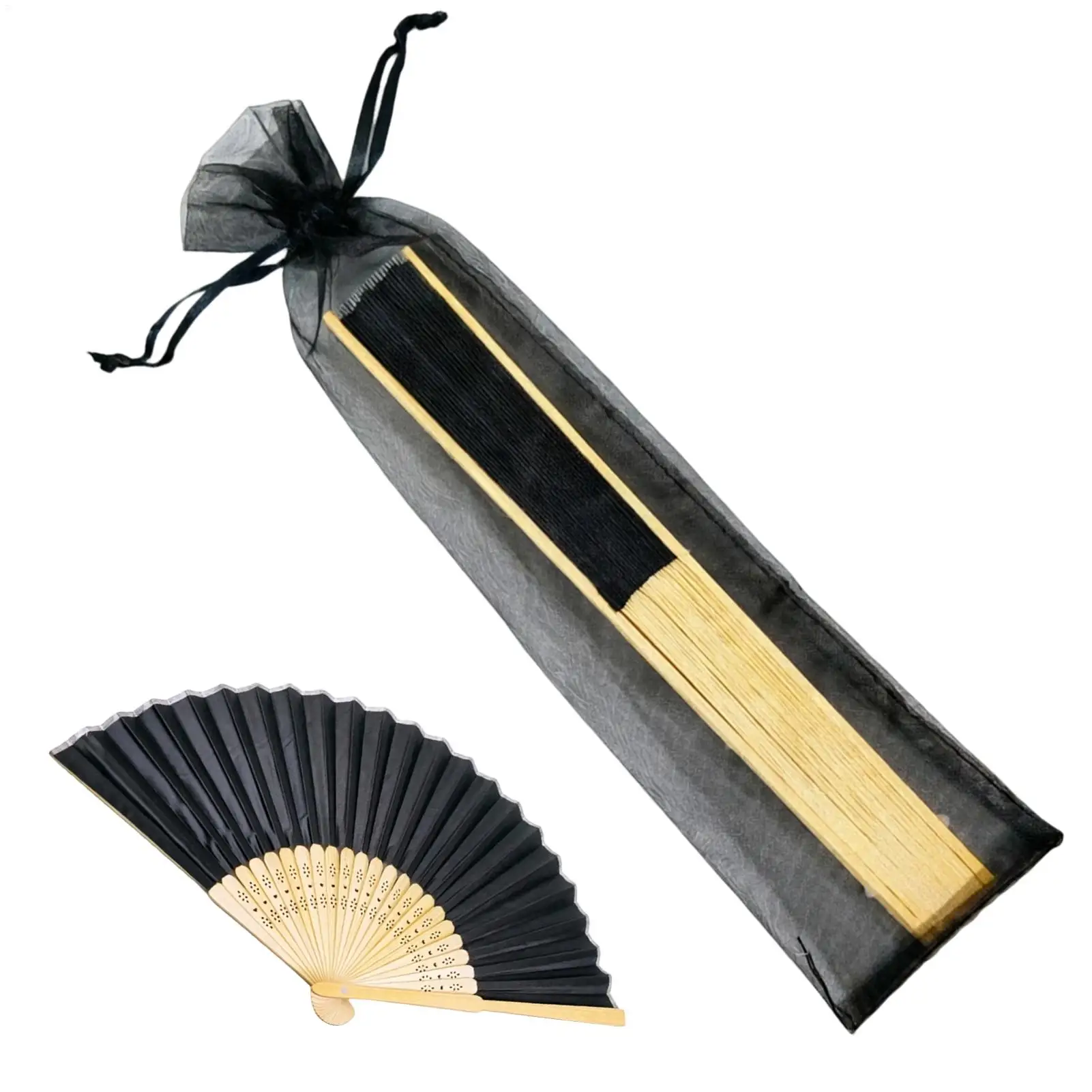 Folding Hand Fan Chinese Handheld Wooden Frame Home Decor Hand Fan Dancing Cosplay Props For Bridal Wedding Dancer Stage