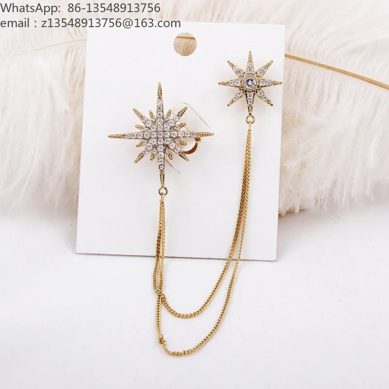 Temperament chain brooch men's and women's high-end sense light luxury niche fringed zircon corsage suit decoration