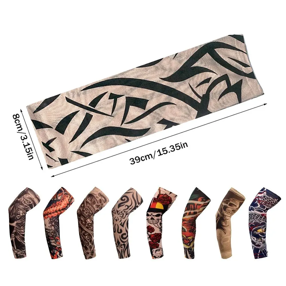 New 1Pc Flower Arm Tattoo Sleeves Seamless Outdoor Sport Riding Sunscreen Arm Sleeves For Men Women Sun UV Protection Arm Cover