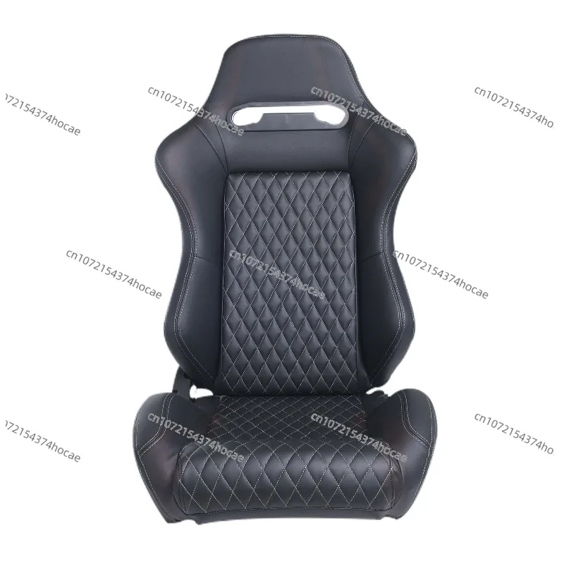 Modified car seat double slide rail adjustable black PVC leather seam white line grid sports overall foam