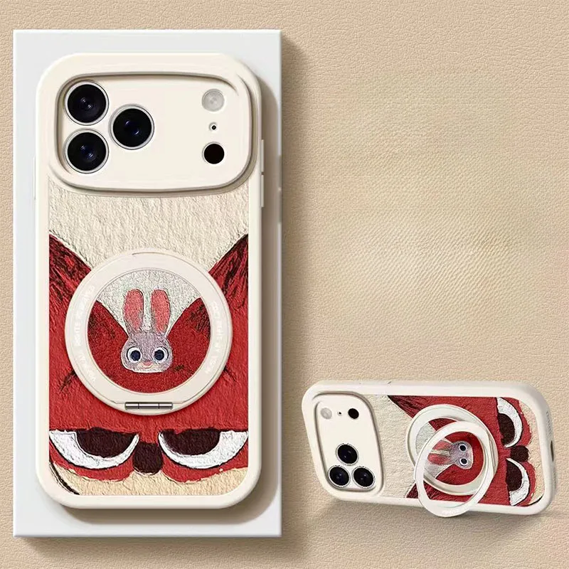 

Zootopia Nick Judy Oil Painting Magnetic Phone Case Soft Silicone Shockproof Cover with Rotatable Stand Holder for Women Girls