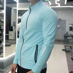 Chaqueta ajustada de gimnasio para hombre, ropa elástica de entrenamiento para correr, sudadera de ciclismo al aire libre, ajuste seco, Tops de compresión transpirables