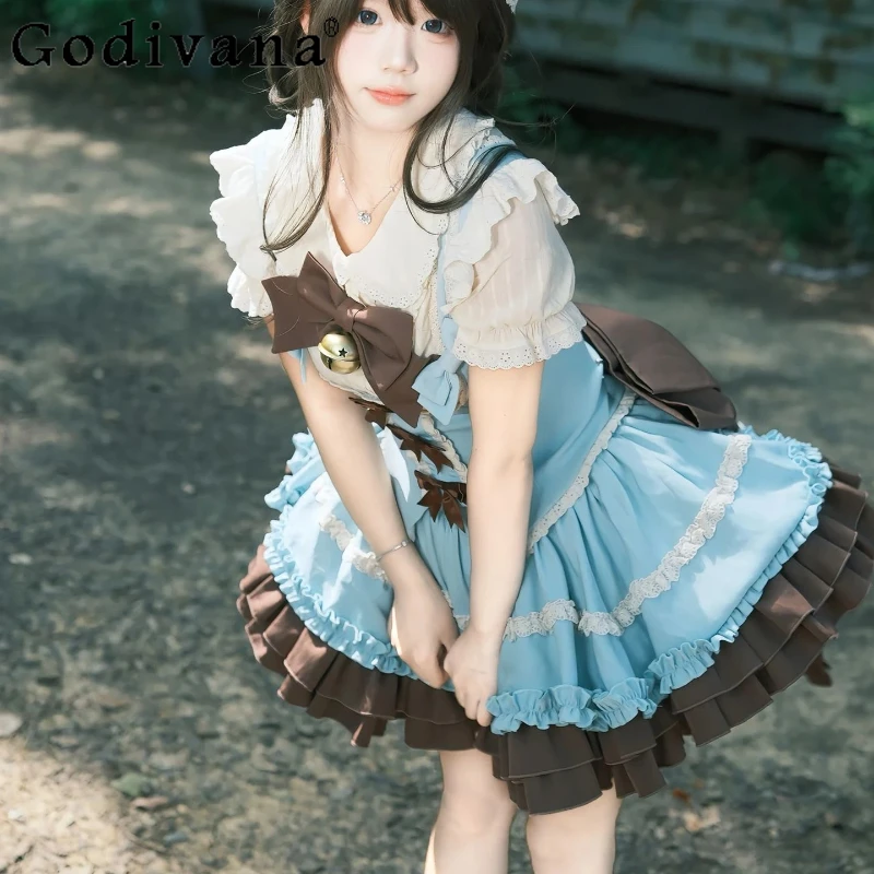 

Sweet Lolita Dress Set Summer New Girls Women's Sweet and Cute Chest-Enhancing Vest Shirt and SK Cute Princess Outfits 2025