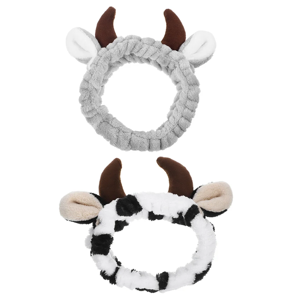 2 قطعة القرن ماكياج Headbands البقرة الأيائل الحيوان قرن الوعل قناع الوجه سبا العصابات لينة دائم اكسسوارات قرون Headbands #6