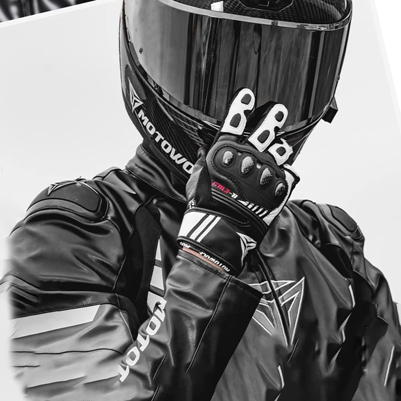 

Unisex Breathable Motorcycle Carbon fiber Gloves Motowolf Genuine Leather Touchscreen Off-Road Glove for Shockproof & Summer Use